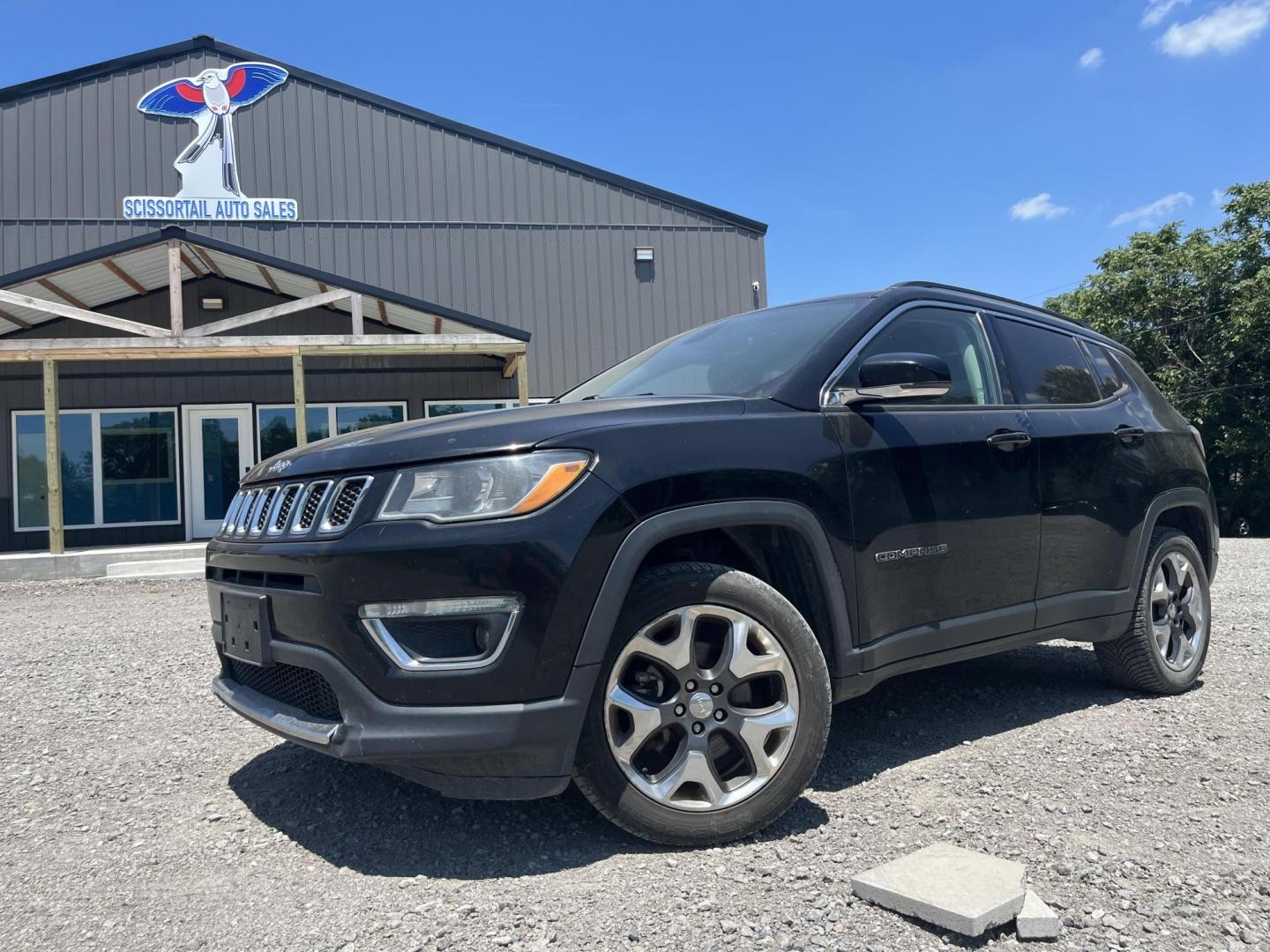 2019 BLACK Jeep Compass Limited 4WD (3C4NJDCB5KT) with an 2.4L L4 DOHC 16V engine, CVT transmission, located at 8101 E. Skelly Dr., Tulsa, OK, 74129, (918) 592-3593, 36.121891, -95.888802 - Photo#0