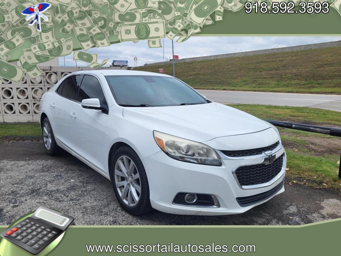 2014 WHITE Chevrolet Malibu 2LT (1G11E5SL0EF) with an 2.5L L4 DOHC 16V engine, 6-Speed Automatic transmission, located at 24375 E. Hwy 51, Broken Arrow, OK, 74014, (918) 592-3593, 36.156311, -95.992752 - Photo#0