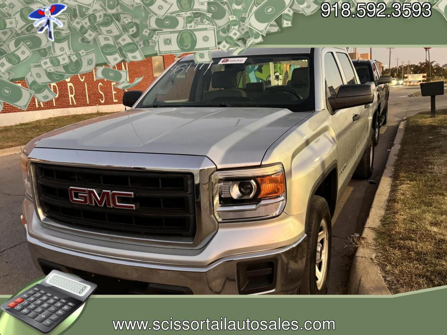 2014 SILVER GMC Sierra 1500 Base Crew Cab 2WD (3GTP1TEH3EG) with an 4.3L V6 OHV 12V engine, 6-Speed Automatic transmission, located at 8101 E. Skelly Dr., Tulsa, OK, 74129, (918) 592-3593, 36.121891, -95.888802 - Photo#0