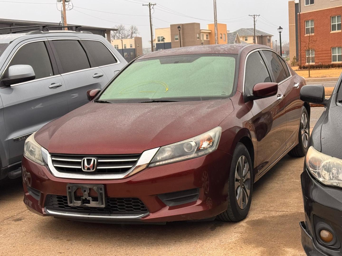 2014 BURGUNDY Honda Accord LX Sedan CVT (1HGCR2F32EA) with an 2.4L L4 DOHC 16V engine, Continuously Variable Transmission transmission, located at 8101 E. Skelly Dr., Tulsa, OK, 74129, (918) 592-3593, 36.121891, -95.888802 - Photo#0