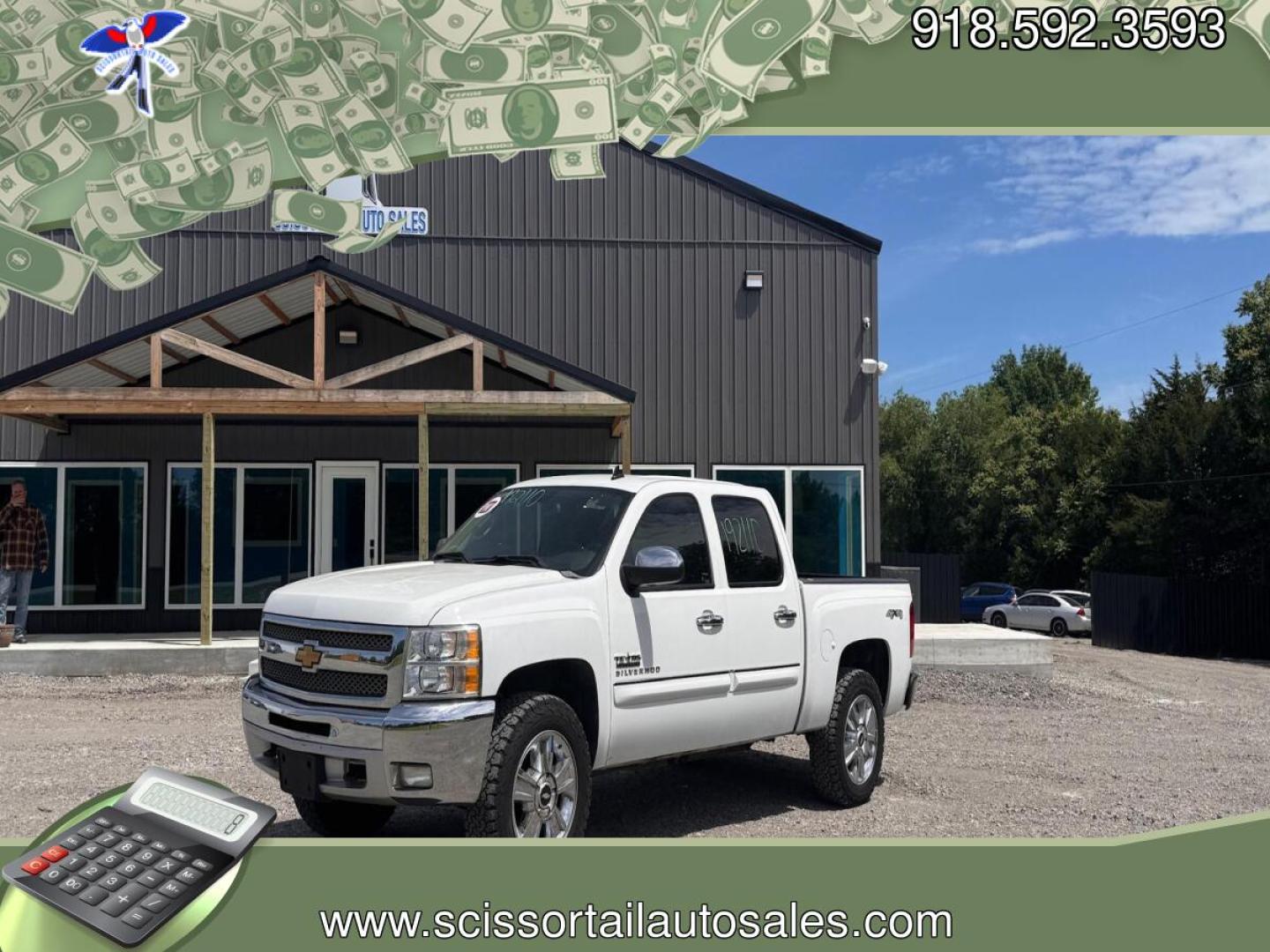 2013 BLACK Chevrolet Silverado 1500 LT Crew Cab 4WD (3GCPKSE75DG) with an 5.3L V8 OHV 16V FFV engine, located at 8101 E. Skelly Dr., Tulsa, OK, 74129, (918) 592-3593, 36.121891, -95.888802 - Photo#0