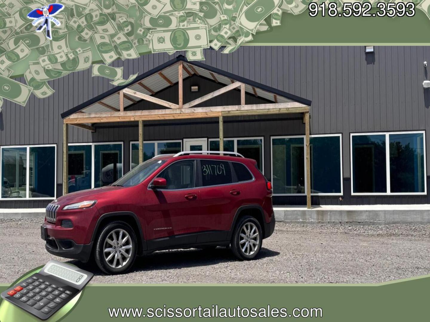 2016 BEIGE Jeep Cherokee Limited FWD (1C4PJLDBXGW) with an 2.4L L4 DOHC 16V engine, 9A transmission, located at 8101 E. Skelly Dr., Tulsa, OK, 74129, (918) 592-3593, 36.121891, -95.888802 - Photo#0