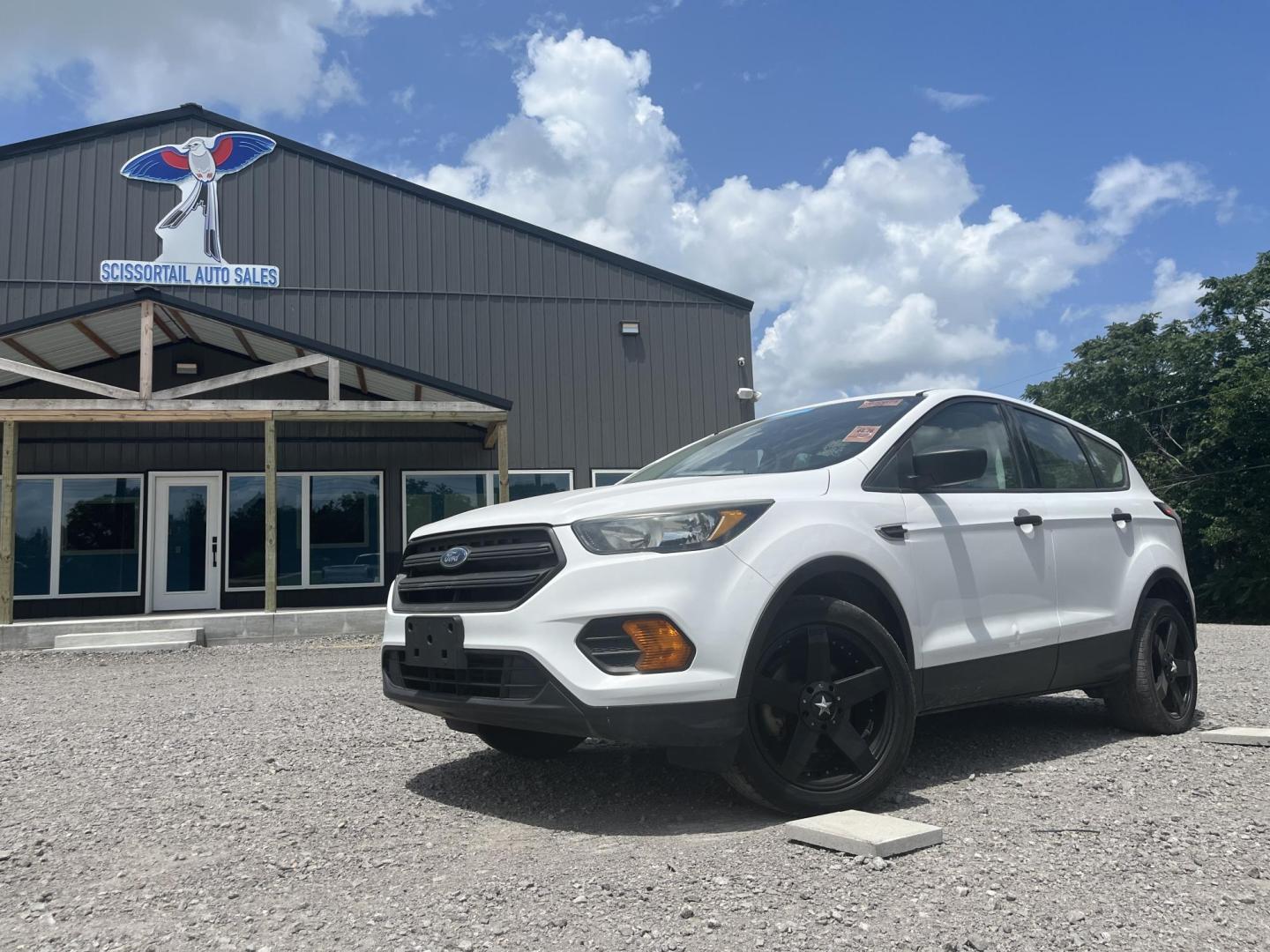 2018 WHITE Ford Escape S FWD (1FMCU0F70JU) with an 2.5L L4 DOHC 16V engine, 6A transmission, located at 8101 E. Skelly Dr., Tulsa, OK, 74129, (918) 592-3593, 36.121891, -95.888802 - Photo#0