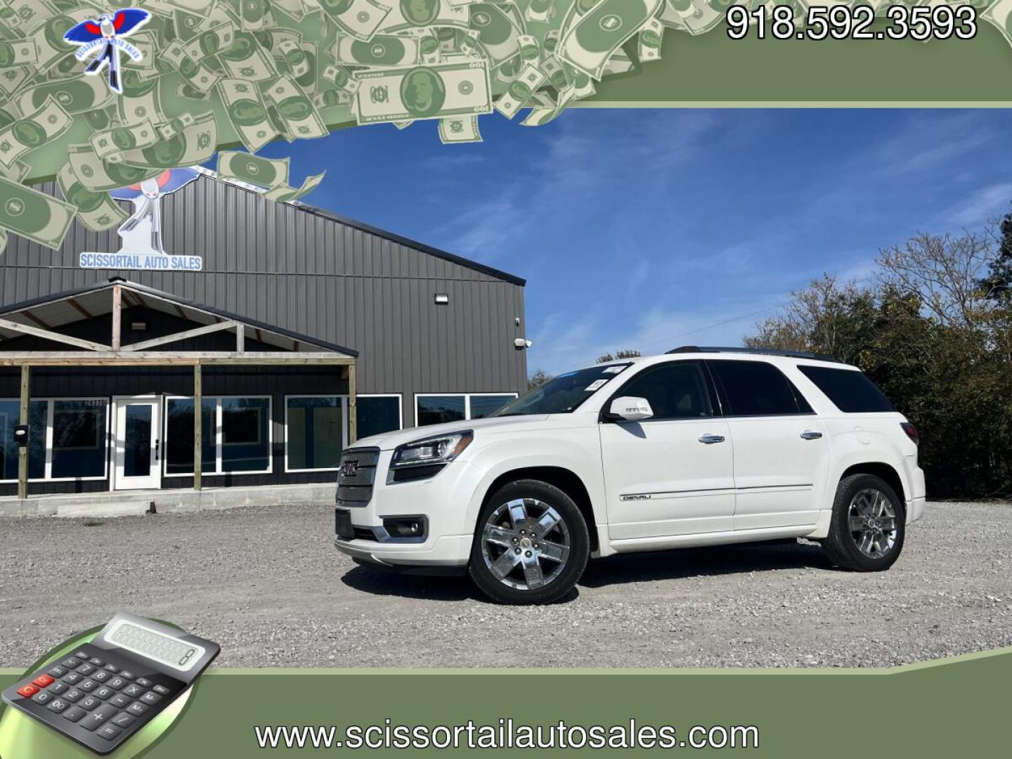2016 WHITE GMC Acadia Denali FWD (1GKKRTKD1GJ) with an 3.6L V6 DOHC 24V engine, 6-Speed Automatic transmission, located at 8101 E. Skelly Dr., Tulsa, OK, 74129, (918) 592-3593, 36.121891, -95.888802 - Photo#0